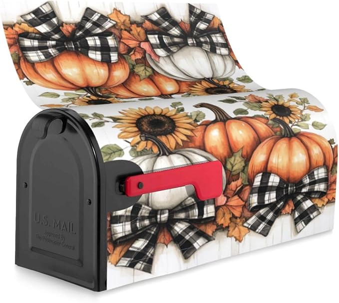 Mailbox Covers Pumpkin Sunflower Fall Thanksgiving Pumpkin Sunflower Fall Thanksgiving Magnetic Letter Post Box Cover Standard Size 21 x 18 Inch Garden Yard Home Decorative