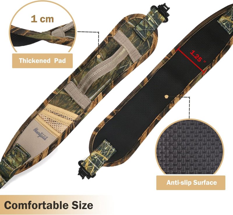 HUNTPAL Camo Gun Sling - 2 Point Shotgun Rifle Strap with Quick-Grab Handle & 3 Pockets | Durable Nylon Webbing