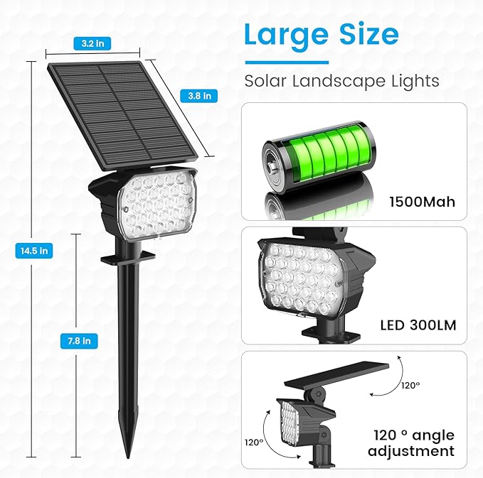 VOLISUN Solar Landscape Spotlights Adjustable Outdoor, Uplights Solar Waterproof IP67, Spot Lights Solar Powered for House,Tree,27 LED with 6 Colors Changing(12 Pack- RGB)
