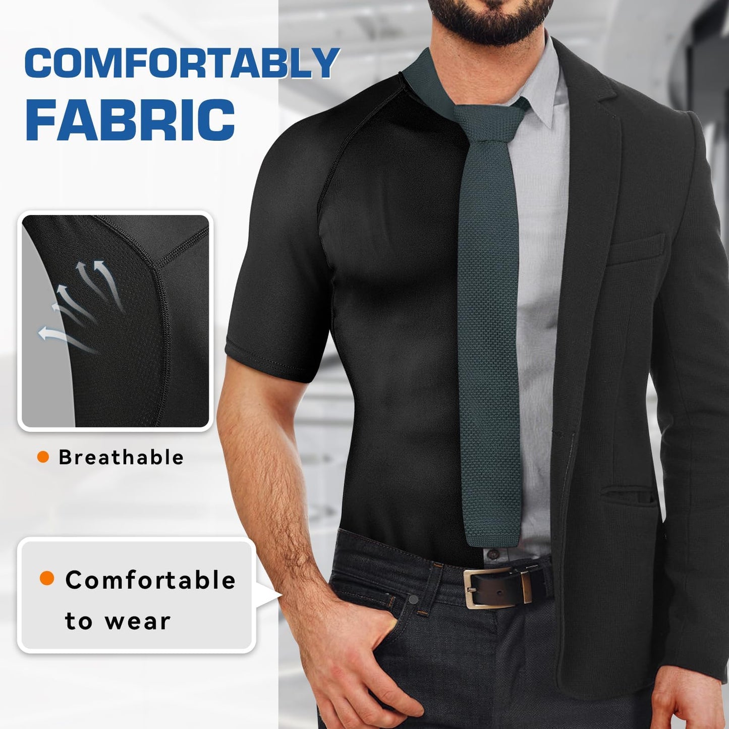 Cimkiz Sauna Shirt for Men, Mens Sauna Vest t shirts Gym Slimming Exercise Clothes,Outdoor Exercise Quick Drying Tight Sweat Shirt(Blue,2XL)