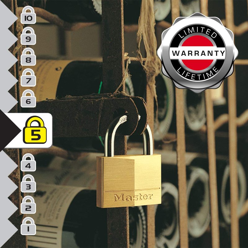 Master Lock 140T Solid Brass Padlock with Key, 2 Pack