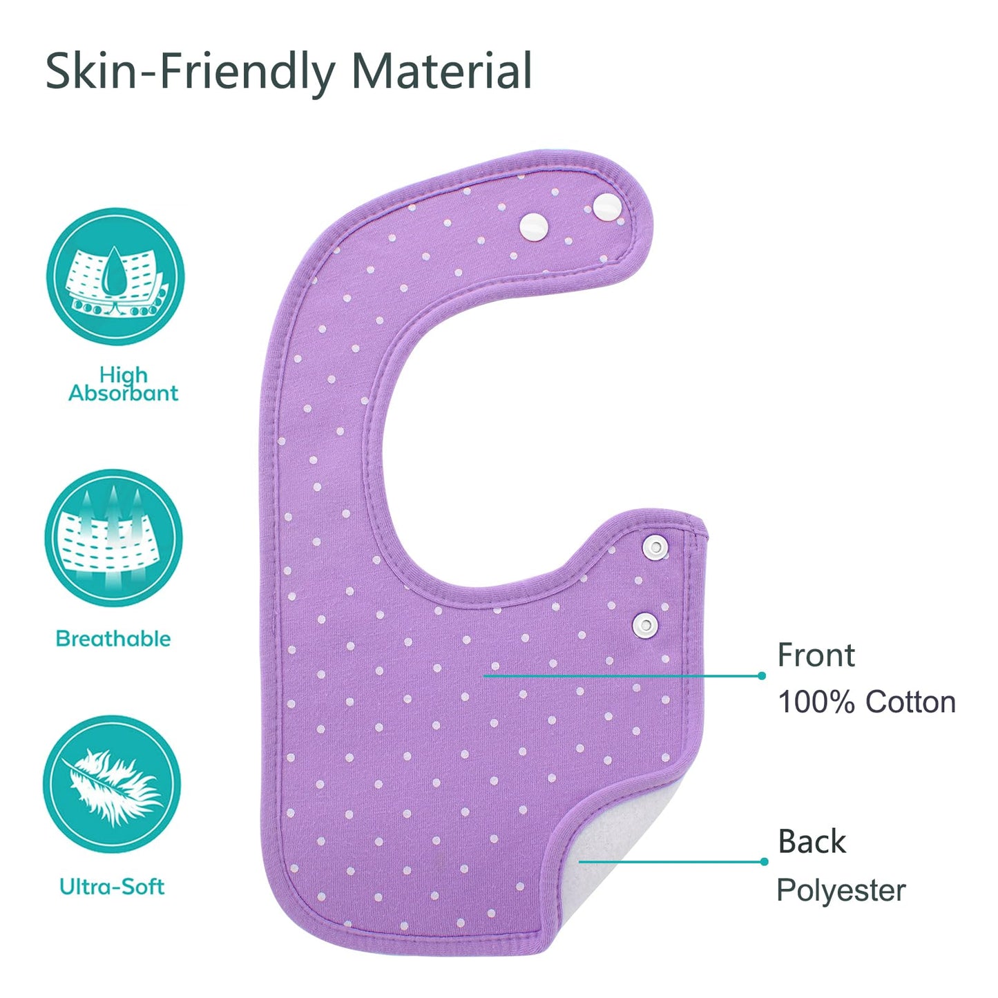 Hakochia Waterproof Baby Bibs Organic Cotton Soft Absorbent Baby Bandana Drool Bibs With Adjustable Snaps for Girls Teething and Drooling 3-36 Months