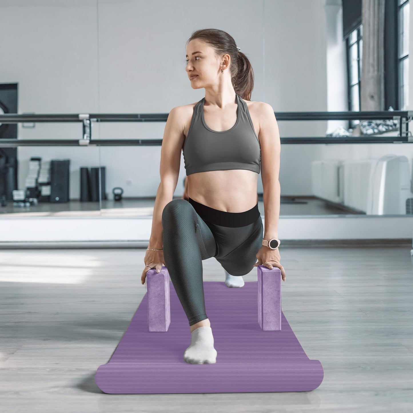 BalanceFrom 7-Piece Yoga Set with 71x24x0.5 Inches Extra Thick Mat and Carrying Sling – Includes 2 Blocks, Stretch Strap, 2 Towels, and Knee Pad for Home, Studio, and Gym Workouts
