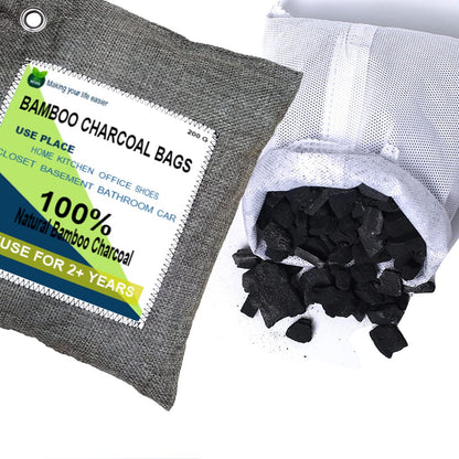Charcoal Bags, Bamboo Bag 4 pack, 4x200g Air Purifier And deodorize, Charcoal Air Purifying Bags
