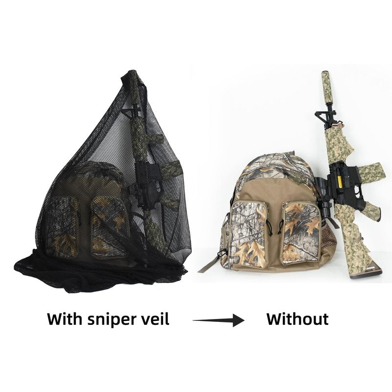 LOOGU Tactical Camo Scarf Military Sniper Veil Camouflage Netting for Hunting Photography Airsoft Desert Woodland Tear-Resistant Polyester Ghillie Accessory (Black)