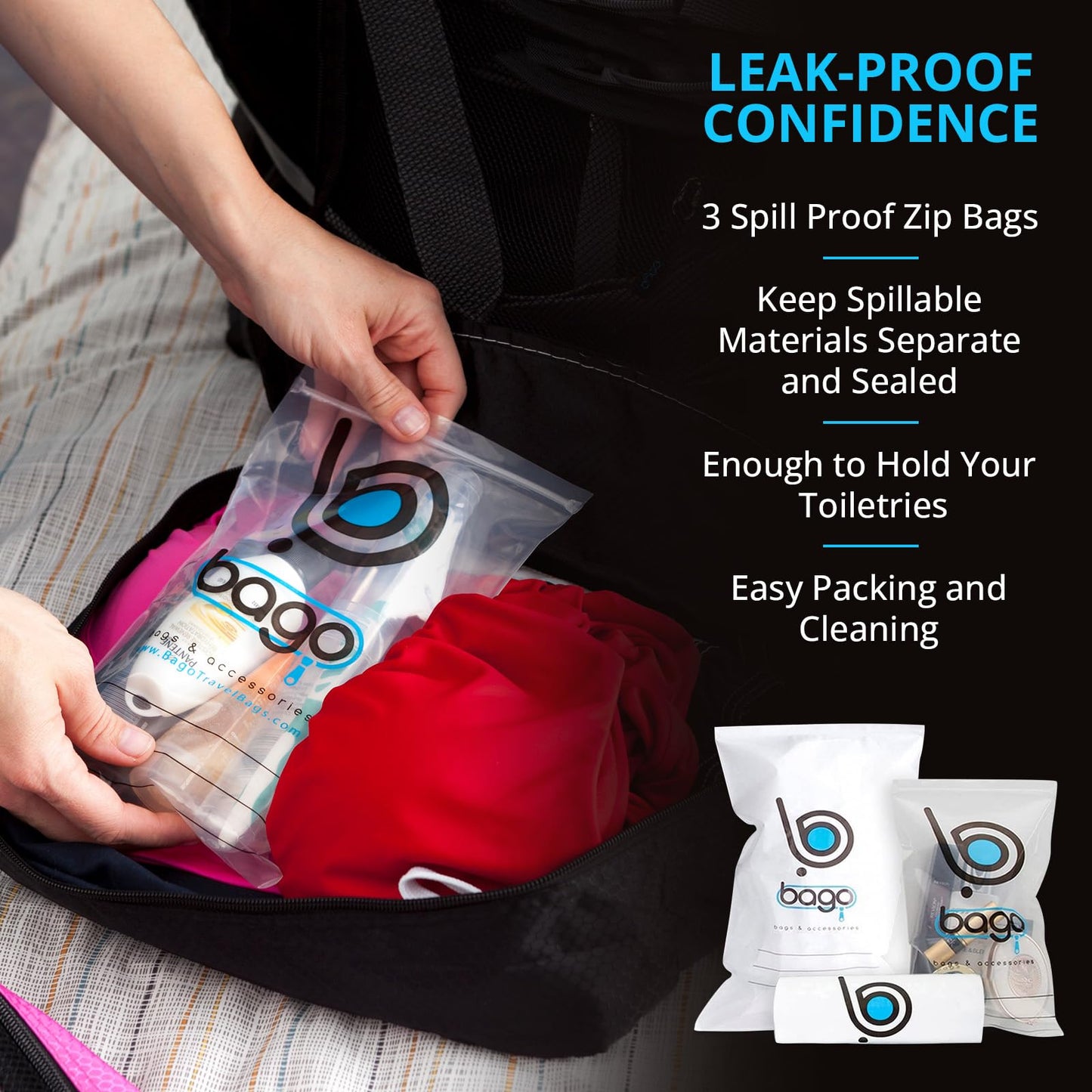 bago 8 Pcs Packing Cubes For Travel - 5 Packing Cube with 3 ZipLock Bags - Travel Cubes to Get Maximum Storage, Save Time & Effort to Pack - Happy Traveling (BlackBluePurpGreenPink)