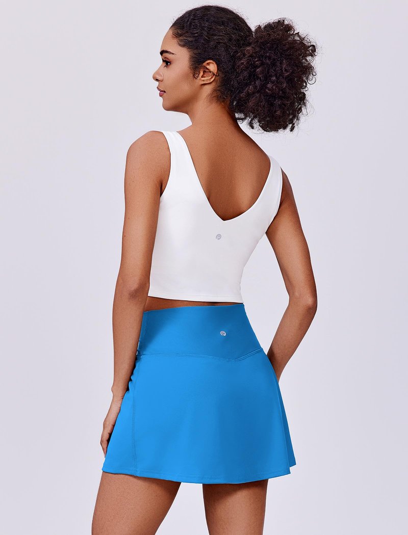 PINSPARK Golf Skirts for Women Lightweight Tennis Mini Skorts Built-in Shorts Stretch Pickleball Skort Skirts, Sparkle Blue Medium