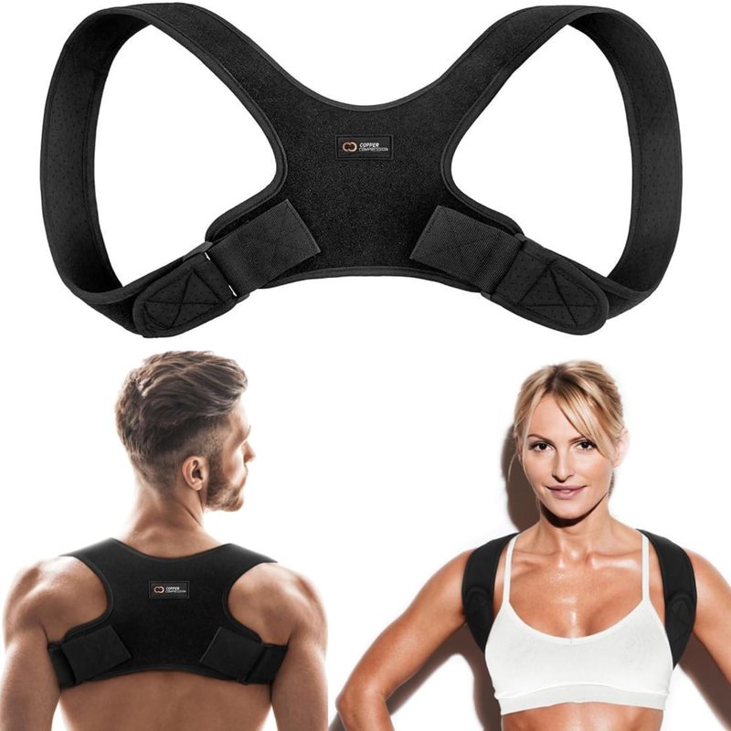 Copper Compression Back Brace - Adjustable Posture Corrector for Men & Women | Relief for Scoliosis & Spine Pain
