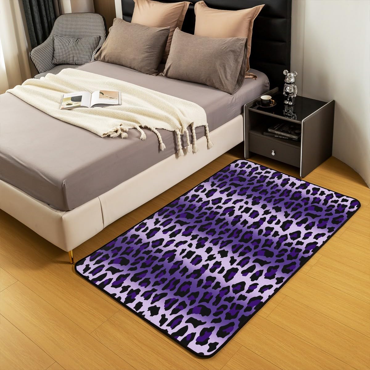 jejeloiu Kids Purple Leopard Decor Carpet Area Rug 3x5 Modern Ombre Effects Living Room Rugs for Bedroom for Boys Girls Teens Cheetah Indoor Floor Mat Non-Slip Soft Women Men