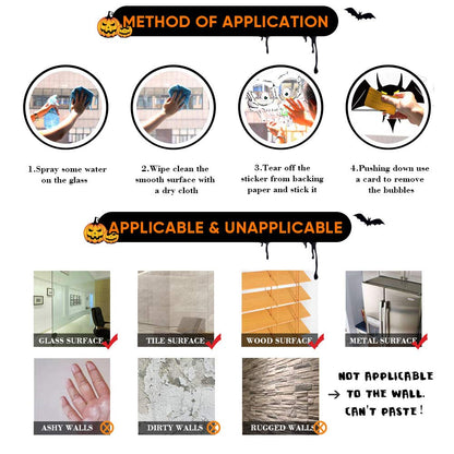 Halloween Window Clings Skeleton Window Decorations for Glass Windows, Double Side Cute Halloween Window Stickers Decals Indoor Home Office Party Decor