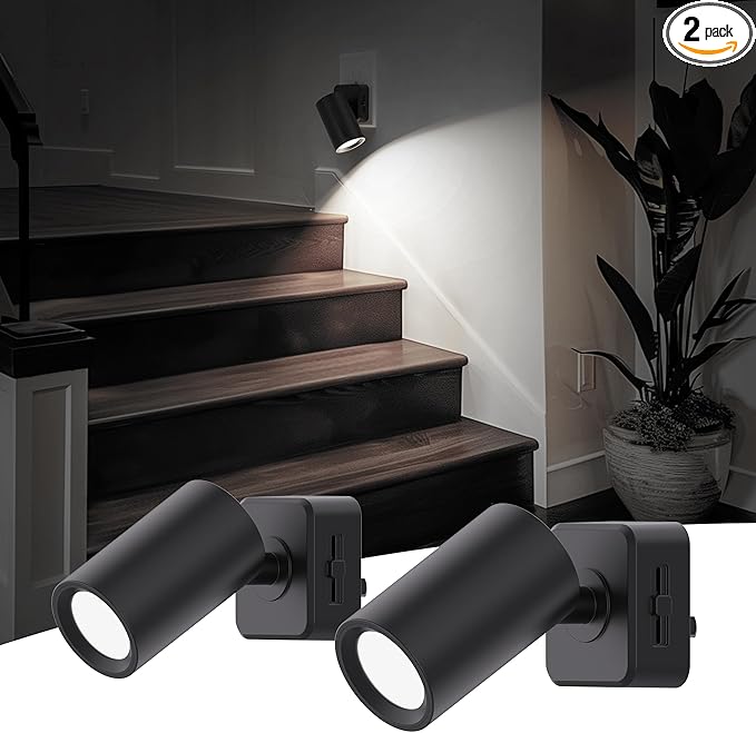 L LOHAS LED Night Lights Plug into Wall, [2-Pack] Rotatable Night Lights with Dusk to Dawn Sensor, 0-100 LM Brightness Adjustable,Daylight White 5000K Nightlight for Adults Bathroom Hallway Stairs