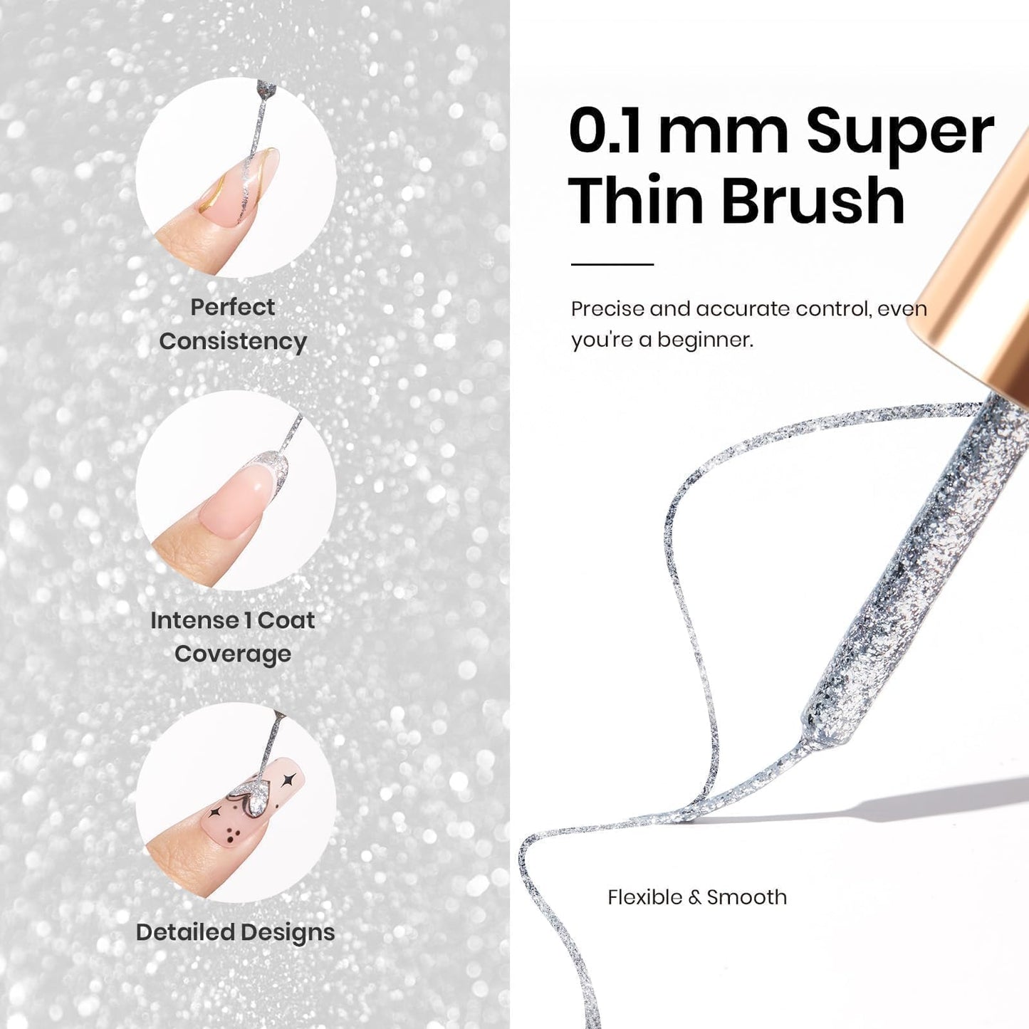 Beetles Nail Stamp, 4Pcs French Tip Tool Easy Manicure Nail Stamper Single Head Soft Silicone Long & Short French Tip Stamp Tool with 2Pcs Nail Scraper Decorations Gift for Women