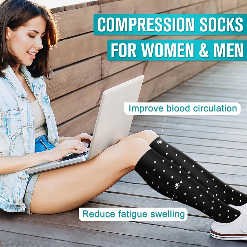 BLUEENJOY Copper Compression Socks for Women & Men (6 pairs) - Best Support for Nurses, Running, Hiking, Recovery