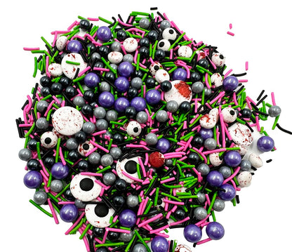 Halloween Sprinkles Pearl Sugar Eyeball Candy 120g/ 4.2oz Baking Edible Cake Decorations Cupcake Toppers Cookie Decorating Ice Cream Toppings Celebrations Shaker Jar Wedding Shower Party Chirstmas Supplies (Eyeball purple pink green candy)