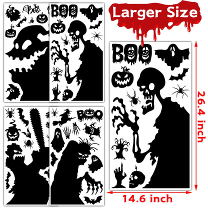 Joy Bang Halloween Window Clings Decor for Halloween Decorations, Large Scary Window Silhouette Stickers Decals Spooky Monster Zombie Clings for Party Decorations Indoor