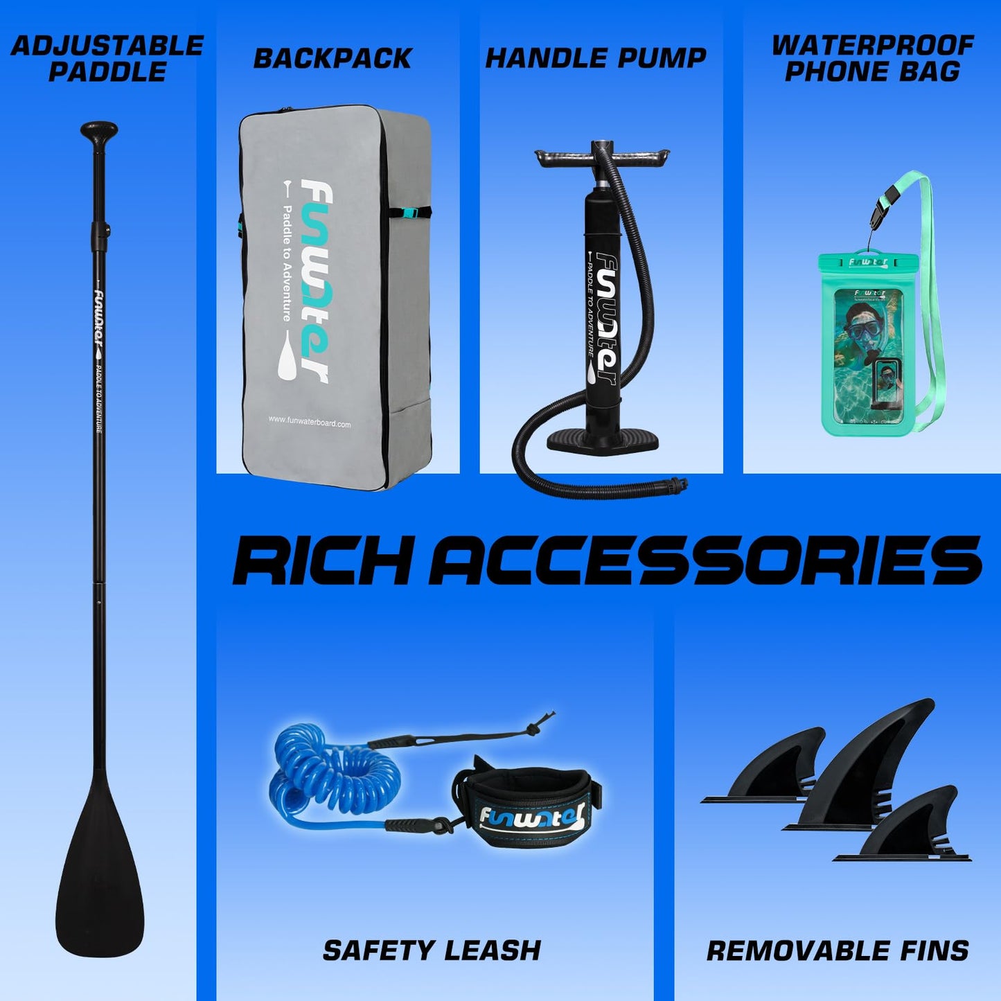 FunWater Stand Up Paddle Board Ultra-Light Inflatable Paddleboard with SUP Accessories for Adults & Youth of All Skill Levels