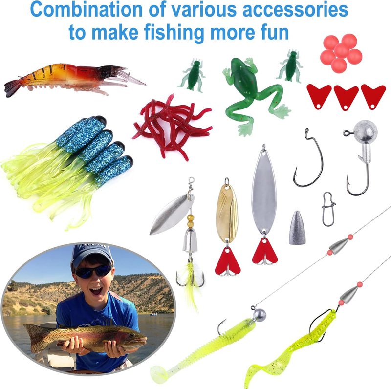 Fishing Lures Kit - 292-Piece Tackle Box with Crankbaits, Hooks & Weights | Perfect Gift for Men - Bass & Trout Fishing