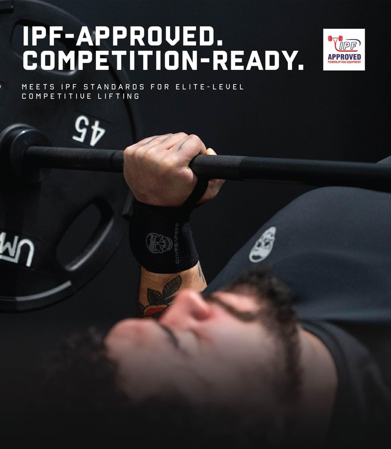 Gymreapers Weightlifting Wrist Wraps, Black/Black, 18", One Size