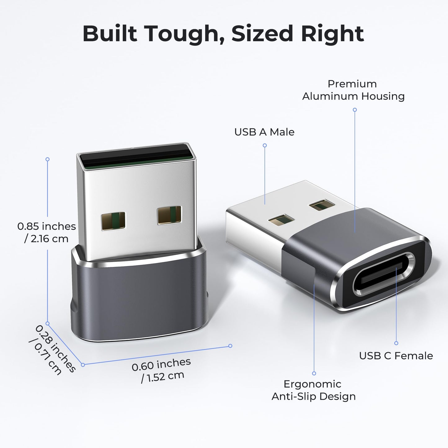 Basesailor iPhone 16 15 Pro Max Car Charger Adapter 4Pack,USB to USBC Adapter Type C Female to A Male Converter for Airpods 4,Apple Watch 10/iWatch,iPhone 14 13 Plus,iPad Mini 7,Samsung Galaxy S24 A54