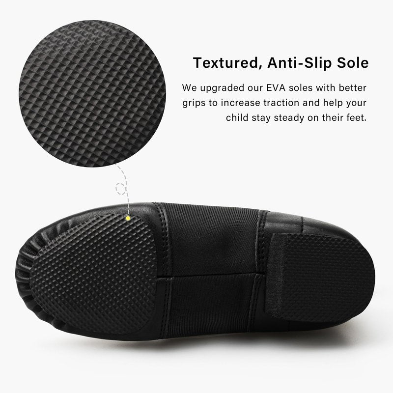 Stelle Jazz Shoes for Girls and Boys PU Leather Slip-On Jazz Dance Shoes (Toddler/Little Kid/Big Kid)(SJ06-Black,8MT