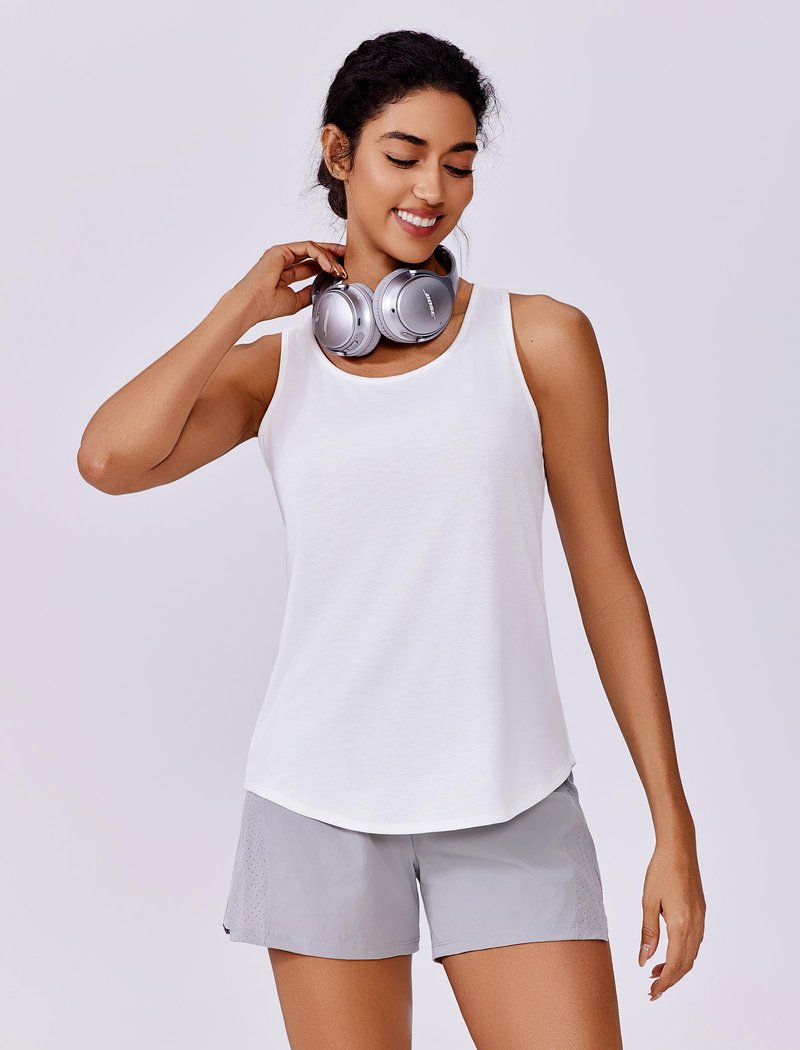 PINSPARK Gym Shirts Woman Workout Tops Racer Back Loose Fit Exercise Running Shirt Lightweight Yoga Top Pack, Black/White L