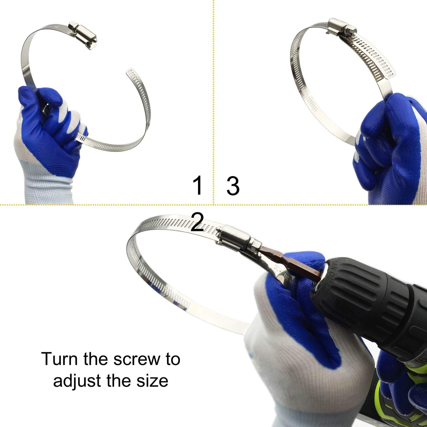 EesTeck 4" (Diameter) Adjustable 304 Stainless Steel Duct Clamps Hose Clamp Pipe Clamp Air Ducting Clamp worm drive hose clamps (4Pcs, 91mm-114mm)