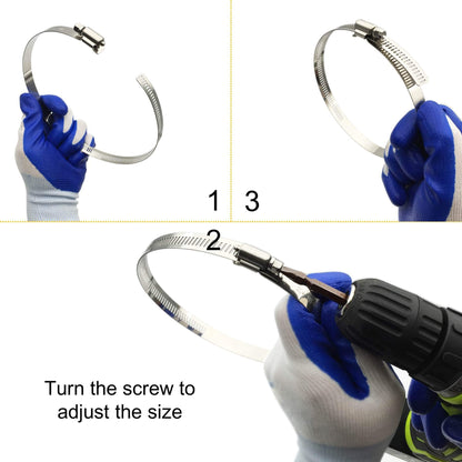 EesTeck 4" (Diameter) Adjustable 304 Stainless Steel Duct Clamps Hose Clamp Pipe Clamp Air Ducting Clamp worm drive hose clamps (4Pcs, 91mm-114mm)