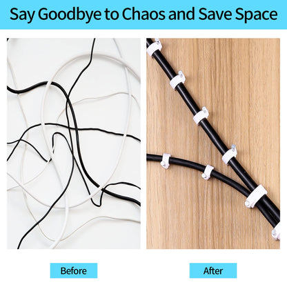 Abnii Cable Clips, 400 Pcs, 4mm 6mm 8mm 10mm, Wire Wall Clips with Steel Nails, Ethernet Cable Clips, Cable Tacks Coax Cable Clips, RG6 RG59 CAT6 RJ45 Cable Cord Clips, White…