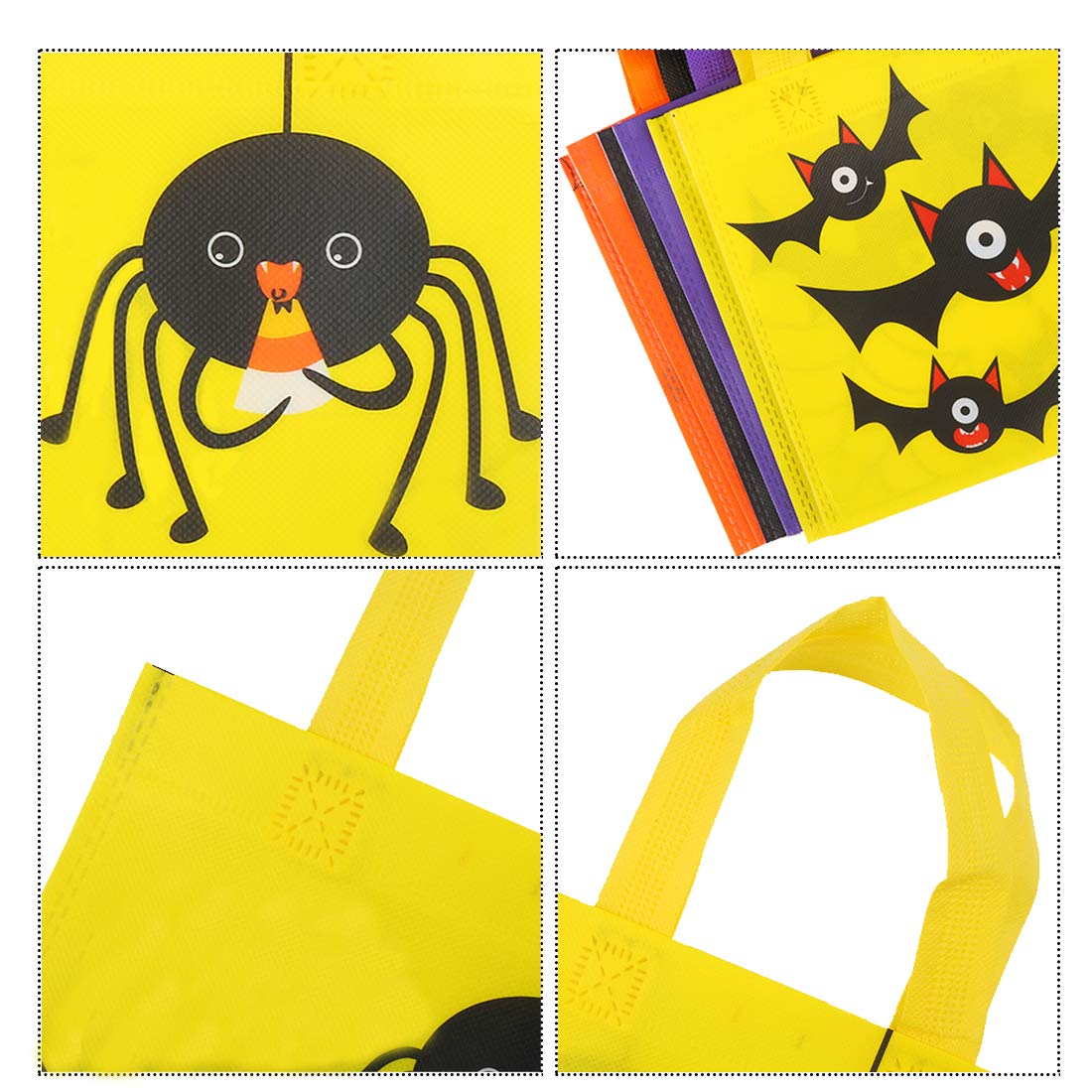 CCINEE 24pcs Non-Woven Treat Bags 8 Cute Halloween Pattern Totes Party Bags with Handles for Kids' Halloween Trick or Treat Party Favor Supply