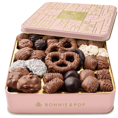 Chocolate Gift Basket for Women, Candy Gift Box for Woman, Gift Set for Valentines Day, Holidays, Her, Mom, Wife, Anniversary | Bonnie and Pop