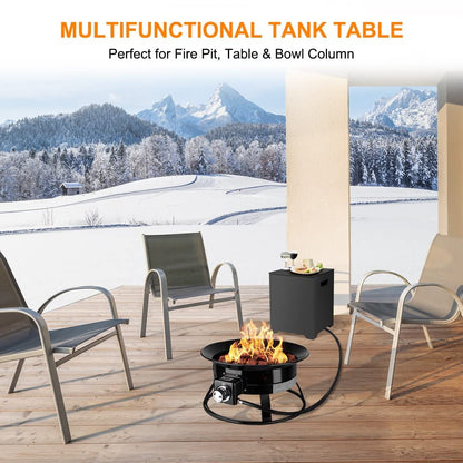 CAMPLUX Propane Tank Cover Table, 20 LB Propane Tank Storage Box, Stainless Steel 15.7” Outdoor Cylinder Hideaway Table for Gas Fire Pit and Gas Griddle, Black