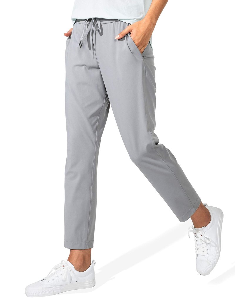 G Gradual Women's Pants with Deep Pockets 7/8 Stretch Sweatpants for Women Athletic, Golf, Lounge, Work (Light Grey, Medium)