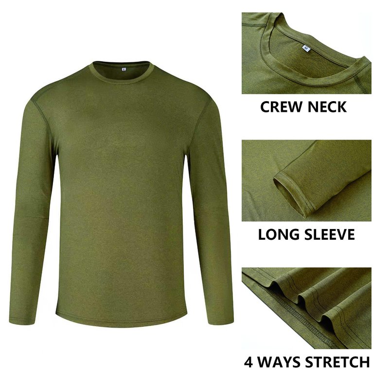 Mens Long Sleeve T Shirts 6 Pack,Tee Shirts for Men Workout Gym Athletic Sun Protection Performance Running Shirts(L)