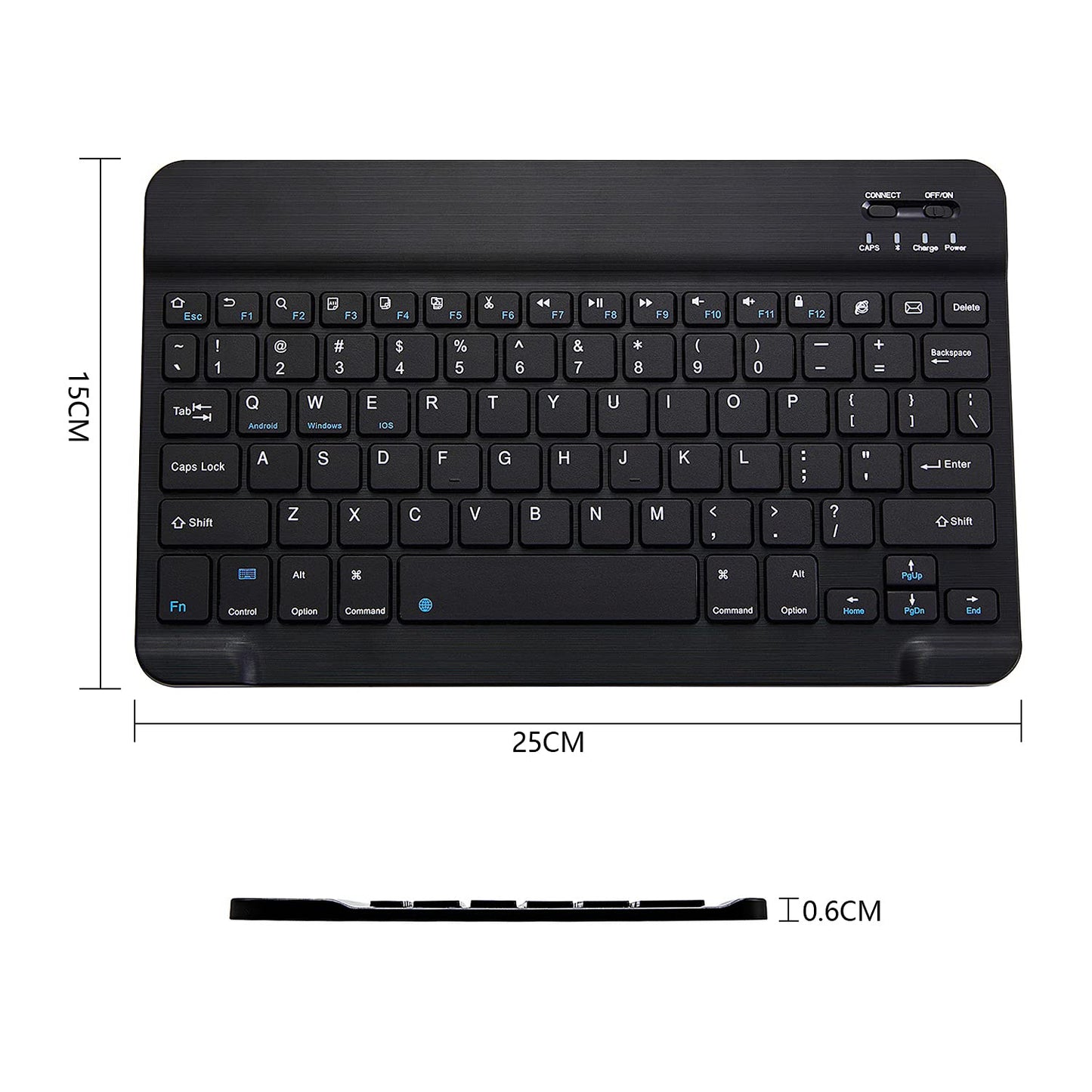 Ultra-Slim Bluetooth Keyboard Portable Mini Wireless Keyboard Rechargeable for Apple iPad iPhone Samsung Tablet Phone Smartphone iPadOS iOS Android (10 inch Black)