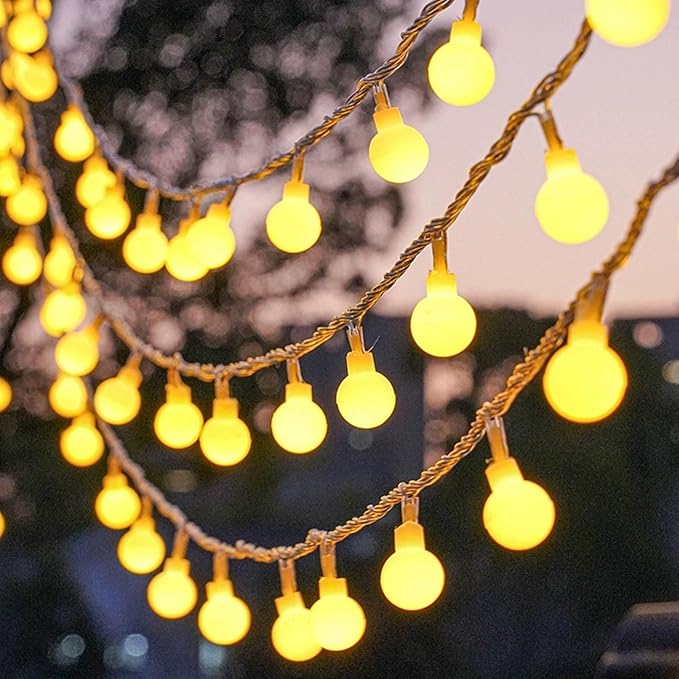 echosari Battery Operated String Lights, 16.5 Feet 50 LED Camping Globe Lights with Remote Timer 8 Modes Frosted Ball Fairy Light for Bedroom Wedding Xmas Tree Party Decoration (Warm White)