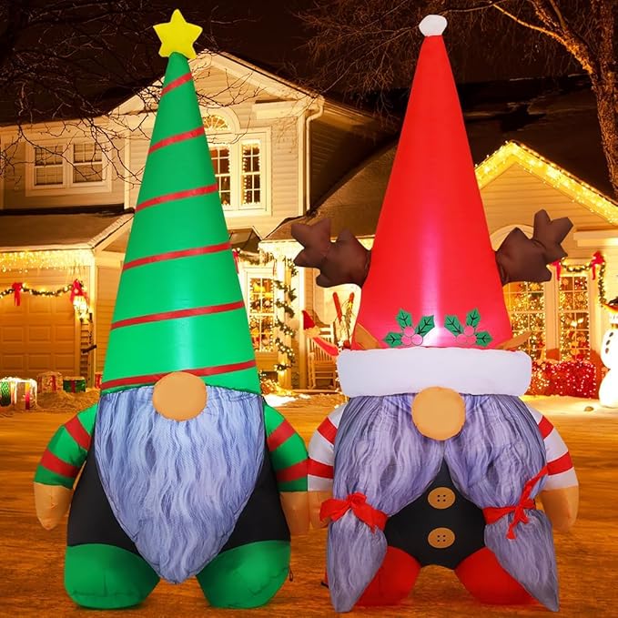 GOOSH 5.4 FT Christmas Inflatables Gnome Outdoor Decoration Blow Up Yard with Built-in LEDs for Garden Lawn Indoor Party Decor