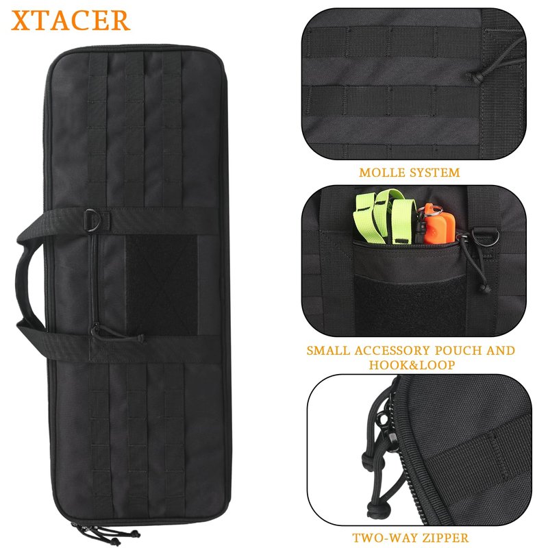 XTACER Tactical Bow Case MOLLE Recurve Takedown Bow Case Fully Padded Case (Black)