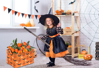 Sanjiaofen Rectangular Halloween Baskets,Pumpkin Basket for Kids with Handles. Candy Basket,Books Bins. (Halloween Pumpkin)