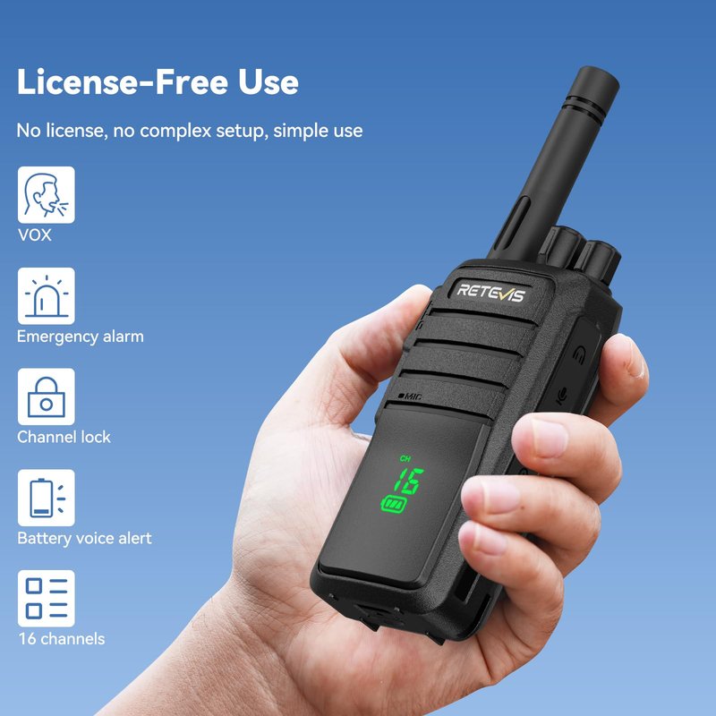 Retevis RT21H Walkie Talkies with Earpiece and Mic Set, 2 Way Radios Long Range, Hidden Display, Portable FRS Two-Way Radios for Oudtoor Hunting(2 Pack)