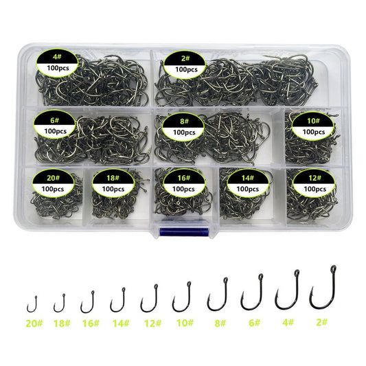 Gxamz 1000pcs 600pcs 300pcs Small Fish Hooks for Freshwater, 10 Specifications of Trout Fishing Hook Set (1000pcs, Black)