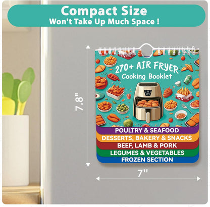 270+ Foods Air Fryer Cooking Guide Magnetic, Air Fryer Cheat Sheet Magnets Cooking Guide Booklet, Air Fryer Accessories for Air Fryer Cooking Guide Flip Chart, Air Fryer Temp and Time Chart