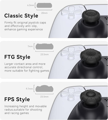 GeekShare Thumb Grip Caps for PS5, Thumbsticks Cover Set Compatible With Switch Pro and PS4/PS5 Controllers, 3 Pairs / 6 Pcs (Black)