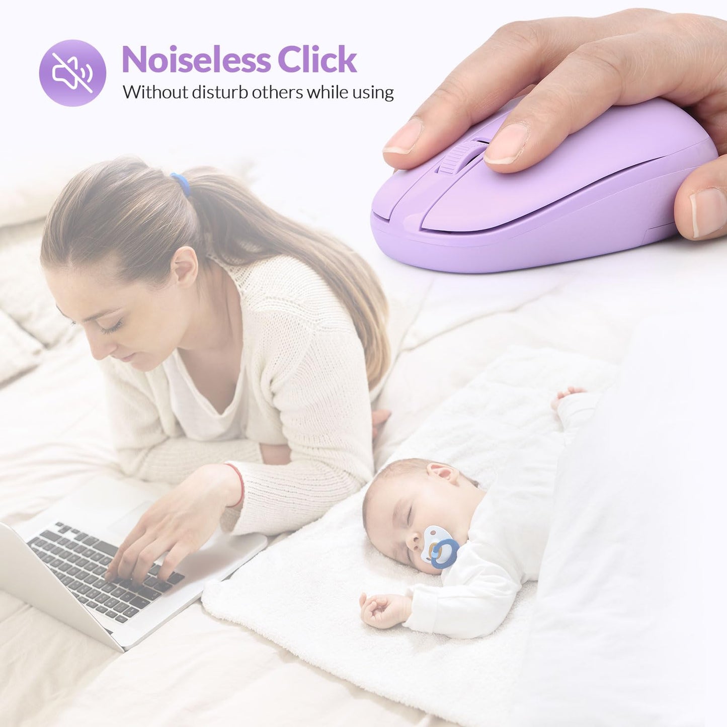 Rii Wireless Mouse RM700 2.4G Silent Mouse with USB Nano Receiver for Laptop,PC,Mac,Chromebook,Windows (Pink)