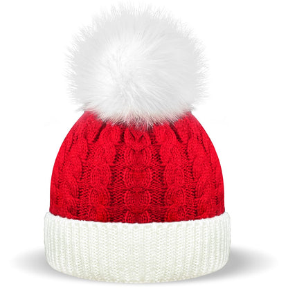 Christmas Knit Santa Hat Baby Knitted Beanie Hat for Infant‌ Toddler‌ 0 to 3 Years Old Red