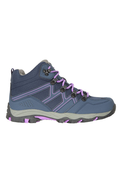 Mountain Warehouse Oscar Kids Walking Boots - Durable Childrens Hiking Shoes, Breathable Girls & Boys Footwear, Suede, Synthetic & Mesh Upper - for Camping & Trekking, Dark Purple, Kids Shoe Size 3 UK