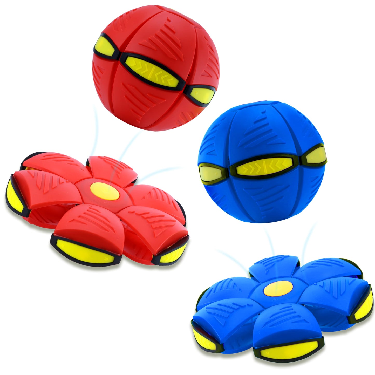 Comnonage Magic Metaball, Magic Bouncing Ball, 2PCS Magic Flying Saucer Interactive Pop-Up Transform Toy, Family Interaction Red and Blue Bouncy Ball, Delay Frisbee Flying Disc Toy with 6 Light