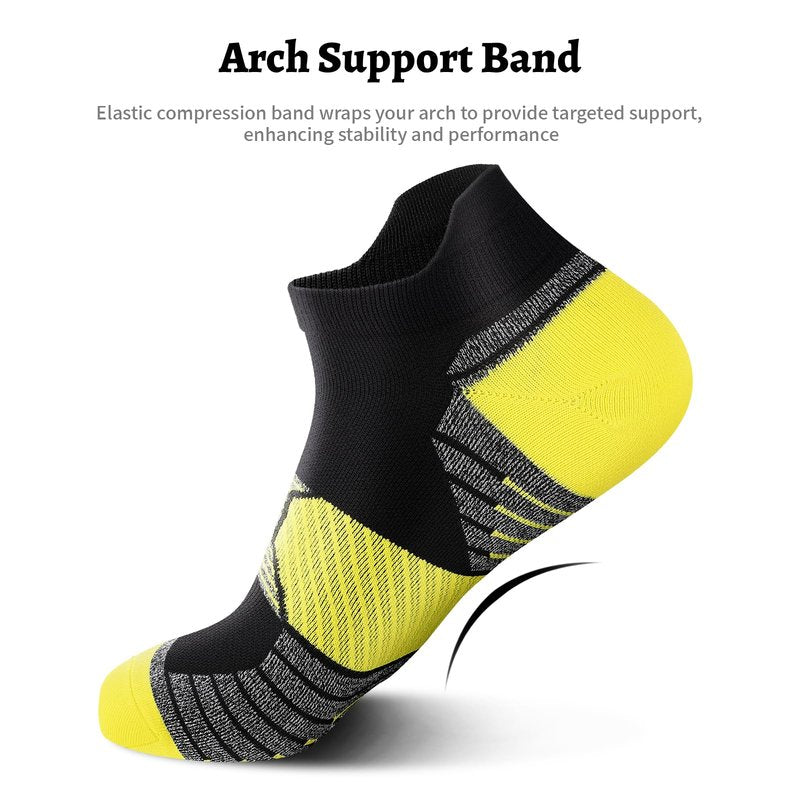 PAPLUS Compression Running Socks Women (6 Pairs), Ankle Athletic Socks Low Cut with Arch Support