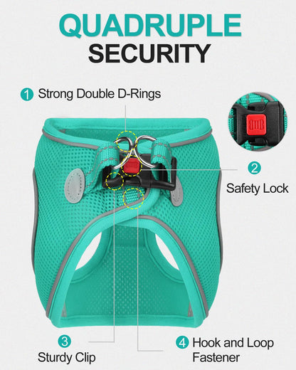 Joytale Small Dog Harness, Breathable Mesh Step-in Vest, Reflective Soft Padded Harnesses for Small and Medium Dogs, Teal, M
