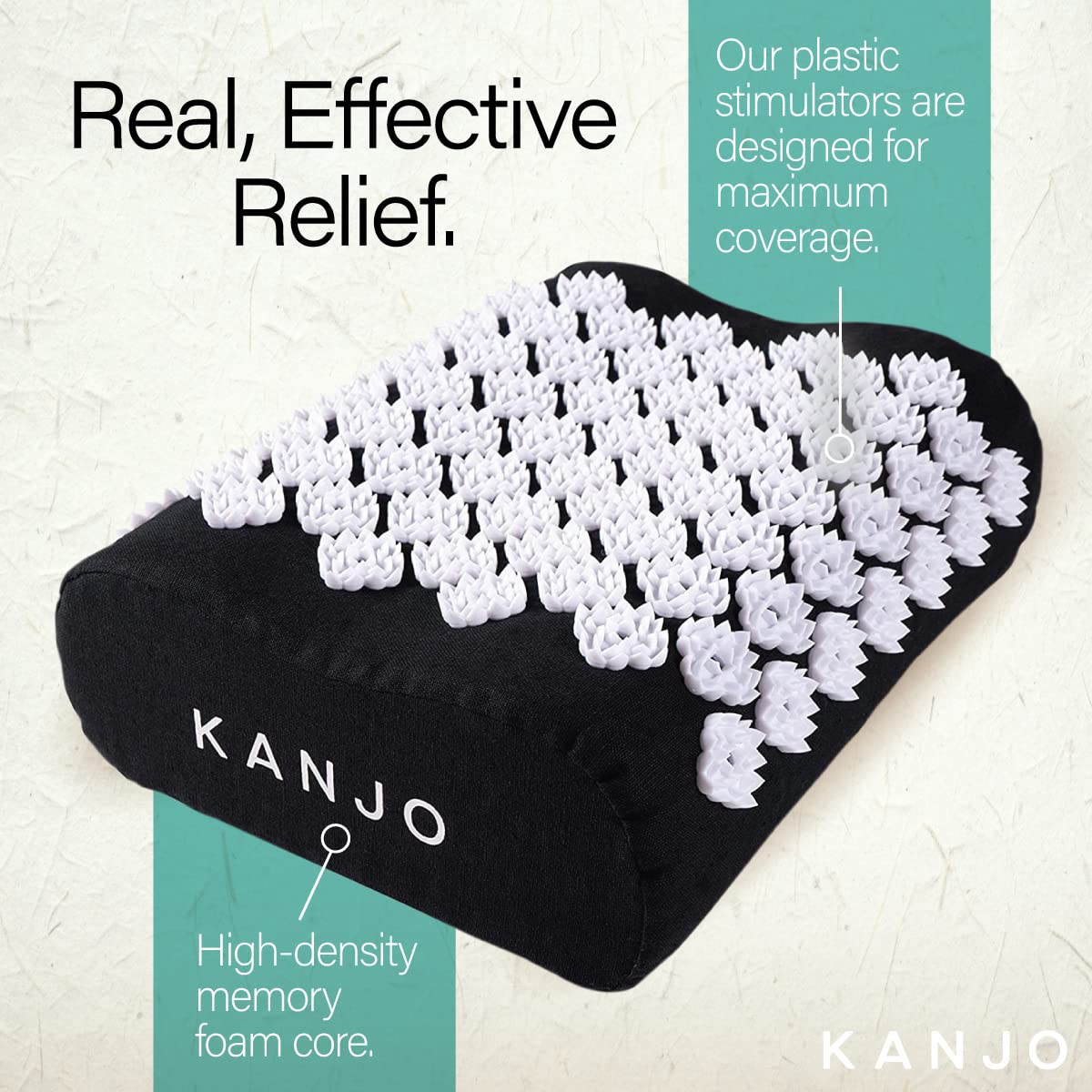 Kanjo FSA HSA Eligible Acupressure Cushion | Memory Foam Acupressure Pillow for Back and Sciatica Pain | 100% Cotton Linen Cover