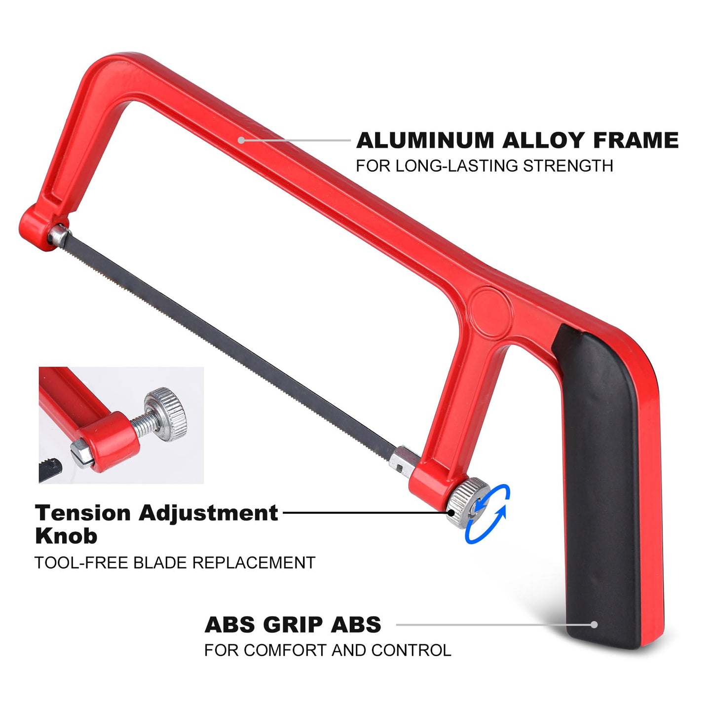 HAUTMEC Mini Hacksaw with Miter Box Set, 6" Hack Saw with Adjustable Cutting Angles & 6 Bi-Metal Blades, Compact Hand Saw for Wood, Metal, Plastic, Crafts, and DIY – HT0262